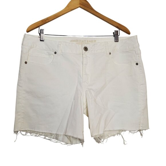 American Eagle Outfitters Pants - American Eagle Outfitters Womens White Denim Cutoff Shorts Size 18 Frayed Hem Ca